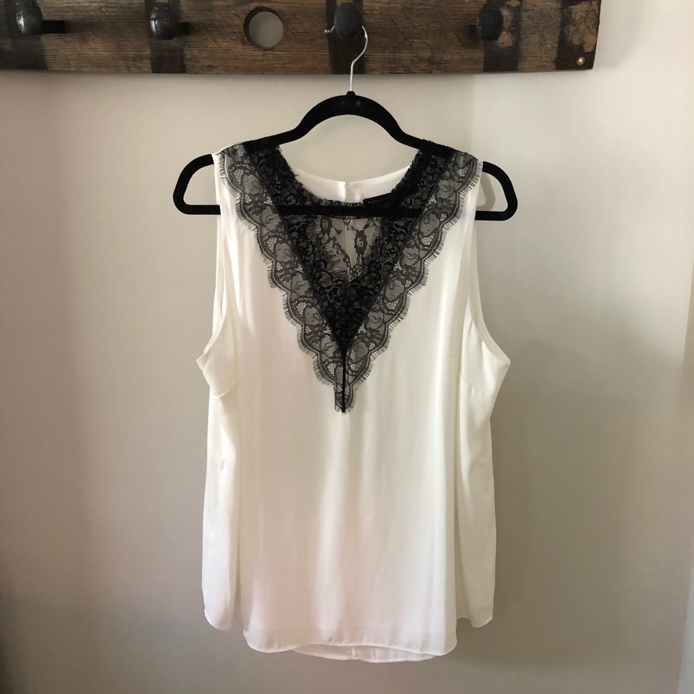 White House Black Market White and black lace top